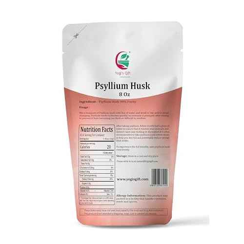 Psyllium Husk Whole 8 oz | 98% Purity | Soluble Fiber Supplement | Keto Friendly | Use in Smoothies, Cooking and Baking | Unflavored, Fine Ground, 100% Natural, Non GMO | by Yogi's Gift¢ç