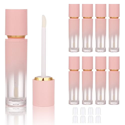 COSIDEA 8PCS Empty gradient Pink Lip Gloss Tubes 8ml lipgloss Tube with Wand Applicator for Lip oil tint bottles container