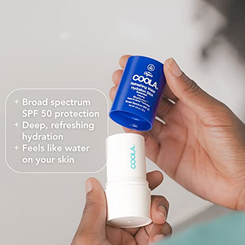 COOLA Organic Refreshing Water Stick Face Moisturizer with SPF 50, Dermatologist Tested Face Sunscreen with Plant-Derived BlueScreen Digital De-Stress Technology, 0.8 Oz