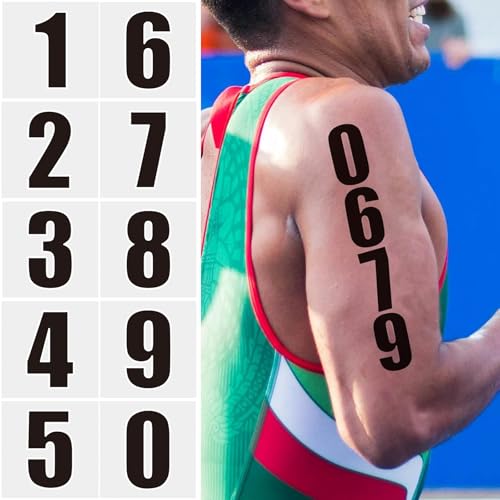 50pc Arabic Numerals Race Number Temporary Tattoo Stickers