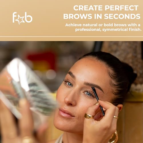 Fab Brows Duo Eyebrow Kit, Ultimate Brow Stencil Kit with Compact Powder Mirror and Eyebrow Shaper, Waterproof Eyebrow Makeup Kit Contour Palette, Eyebrow Cosmetics, (Light/Medium Brown)