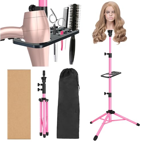 Adjustable Wig Stand Tripod 50" with Tool Tray - Hairdressing