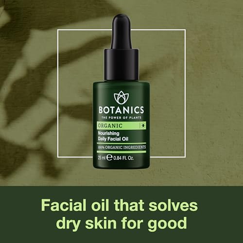 Botanics Facial Oil for Men - Nourishing Daily Face & Beard Oil for Dry Skin - Enriched with Argan & Rosehip Oils - Lightweight & Non-Greasy Men's Skincare - Vegan, Cruelty Free (0.84 Fl Oz)