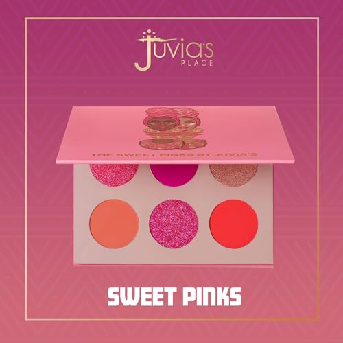 Juvia's Place Palette The Sweet Pinks - Deep Fuchsia, Soft & Sweet Pink, Shades of 6, Pressed Pigments Palette, Professional Makeup, Pigmented Pan Palette, Makeup Palette for Color & Shine