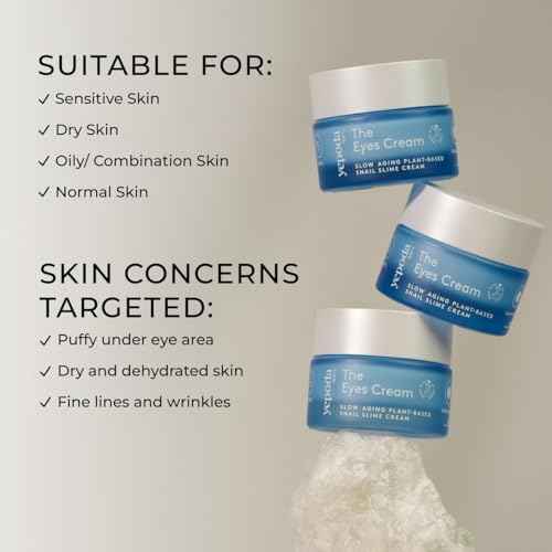 Yepoda The Eyes Cream, Hydrating Eye Cream With Plant-Based Snail Slime Alternative, Reduces the Look of Puffiness & Deeply Hydrates the Skin, Vegan Korean Eye Cream for All Skin Types, (0.50 FL. OZ.)