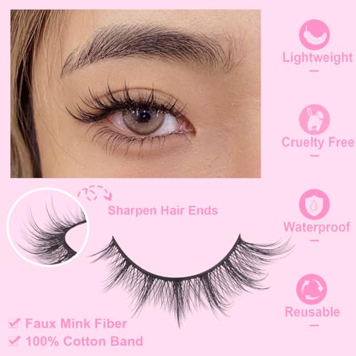 Cat Eye Wispy False Lashes 16mm - 14 Pairs Faux Mink
