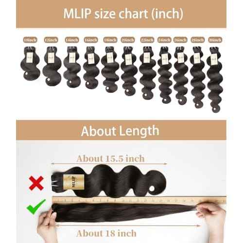 mlip Raw Bundles Human Hair Body Wave, No Tangle Shedding, Keep Texture Silky Soft After Multiple Washes, 15A Raw Indian Hair Bundles 10 Inches, Triple the Lifespan