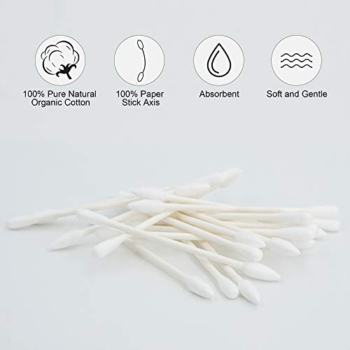 HOMEFOX Organic Cotton Swabs - 400 Count Precision Cleaning Buds