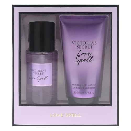 Victorias Secret Love Spell Set for Women - 2 Pc Mini Gift Set 2.5oz Fragrance Mist, 2.5oz Fragrance Lotion