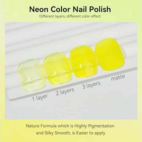 MIZHSE Quick Dry Neon Yellow Nail Polish 15ml