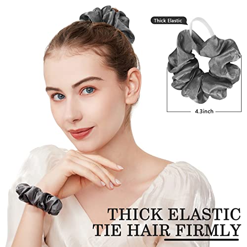 ADRIONE Satin Scrunchies 60 Pack - Silk Hair Ties for Women