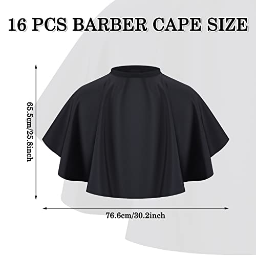 Wesiti 16 Pcs Short Makeup Cape for Women Men Black Waterproof Nylon Hair Cutting Cape, Salon Hair Apron Beard Shorty Smock for Clients Lightweight Makeup Bib for Artist Beautician