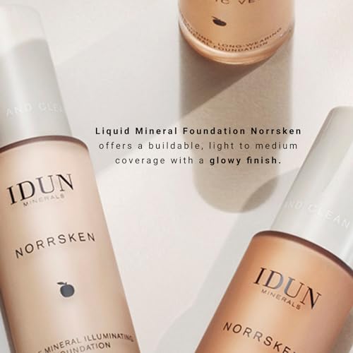 IDUN Minerals Liquid Norrsken Foundation - Silky Smooth Coverage - Luminous, Dewy Finish for Dry and Dull Skin - Water Resistant and Vegan Makeup - 206 Freja - Warm Light - 1.01 oz