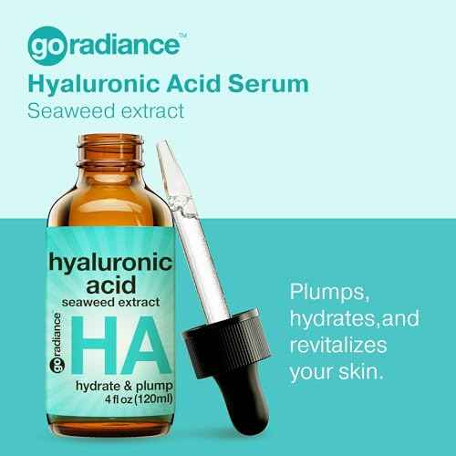 Double Size (4OZ) Hyaluronic Acid Serum for Face 3.5%, Hyaluronic Acid Moisturizer, Hydrating Serum for Face, Moisturizing Hyaluronic Acid Serum with Seaweed and Chamomile, Glow Face Serum for Women