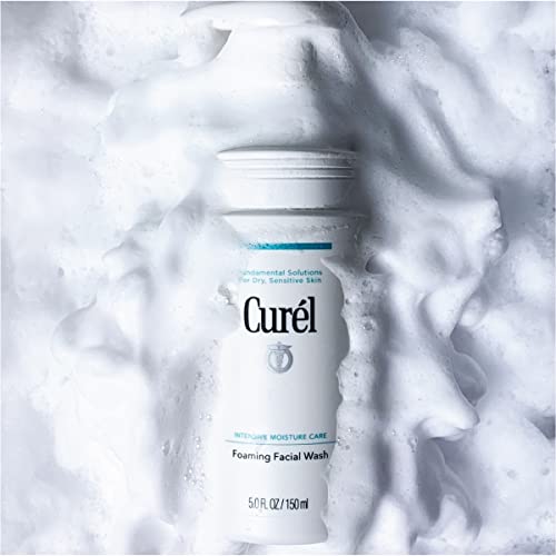 Curel Japanese Skin Care Foaming Daily Face Wash for Sensitive Skin, Hydrating Facial Cleanser for Dry Skin, pH-Balanced and Fragrance-Free, 5 Oz (Step 2 of 2-Step Skincare)