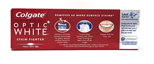Colgate Optic White Stain Fighter Toothpaste Fresh Mint Gel 4.2 oz (Pack of 3)