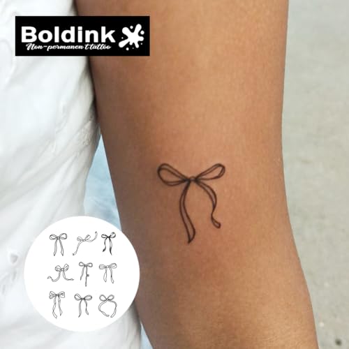 Semi-permanent Tattoos,Realistic Fake Tattoos,Last 7-15 Days,Waterproof Non-reflective Temporary Tattoo Stickers,Cruelty-free,Uniquely Designed Exquisite Packaging(Bowknot)