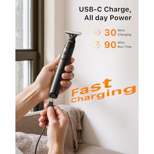 [2026 Upgraded] Beard & Nose Hair Trimmer Kit, [All-in-One] 12 in 1 Rotating Comb, Travel Body Hair Electric Shaver for Men, USB-C Fast Charging, Painless Razor Waterproof Wet/Dry, Black(Pack)