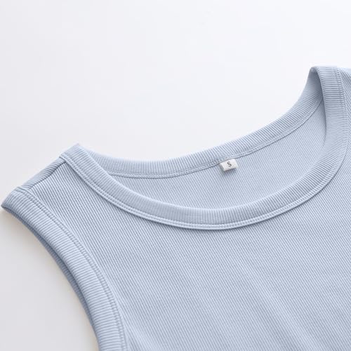 ANRABESS Womens Sleeveless High Neck Tank Tops Fashion Summer Casual Basic Slim Fit Ribbed Racerback Top Shirt Clothes