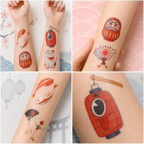 96 PCS Japanese Temporary Tattoos - Pre-Cut Party Favors