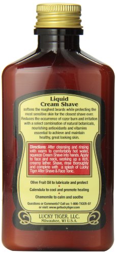 Lucky Tiger Liquid Shaving Cream with Olive Oil & Chamomile - 5 Fl Oz Men’s Grooming