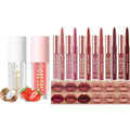 LANGMANNI Lip Oil(Strawberry+Coco)+6 Matte Lipstick with 6 Lipliners Durable Makeup Set