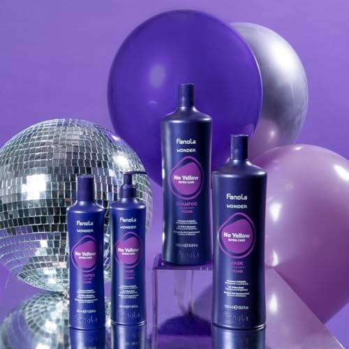 Fanola Wonder No Yellow Purple Shampoo - Purple Color Depositing Shampoo for Blondes, Bleached & Grey Hair - Formulated with Violet Pigment to Remove Brassy Tones from Hair (11.83 Fl Oz)
