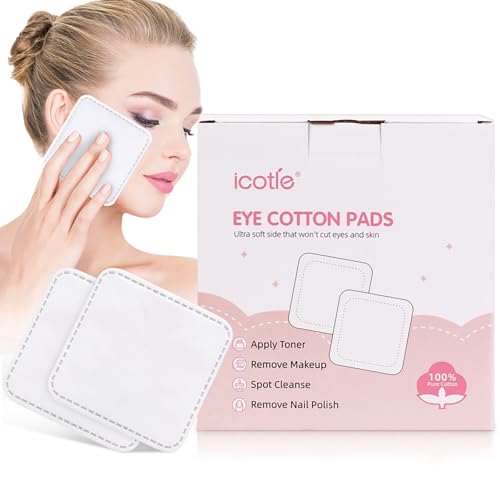 100% Cotton Square Makeup Remover Pads - Soft Lint-Free Facial Pads (200-Pack)