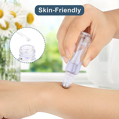 10ml(1/3oz) Roll On Bottles,10 Pack Glass Roller Bottles Essential Oil Bottles Perfume Cosmetic Sample Bottles With Stainless Steel Roller Ball&Bamboo Lids