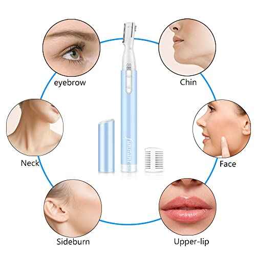 Eyebrow Trimmer, Precision Electric Eyebrow Razor for Women Battery-Operated Facial Hair Remover with Comb No Pulling Sensation Painless for Face Chin Neck, Upper-Lip, Peach-Fuzz