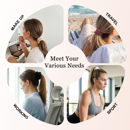 Small-Hole Neutral Colors Breathable Hair Ties - No Damage Stretchable Ponytail Holders, 8 Pcs for Thick Hair | SEVEN STYLE
