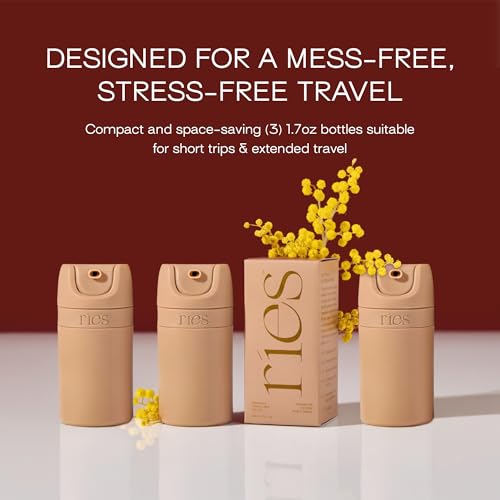 RIES Refillable Travel Toiletry Bottles Set - TSA Approved, Leak Proof