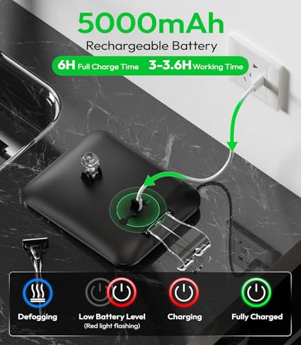 Lighted Fogless Shower Mirror with LED Light & Heating
