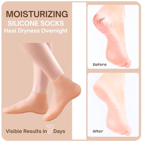 Silicone Moisturizing Socks for Cracked Heels - Reusable Spa Treatment US 5-12
