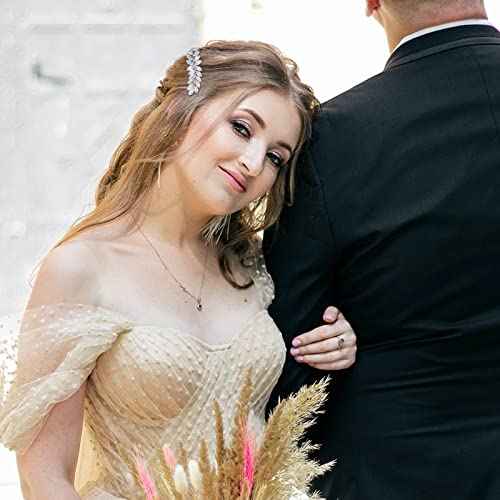 WHAVEL 2PCS Crystal Hair Barrettes for Women, Rhinestone Hair Clips Leaf French Barrette Wedding Hair Clips Bridal Hair Accessories for Women Bride Bridesmaid (Silver)