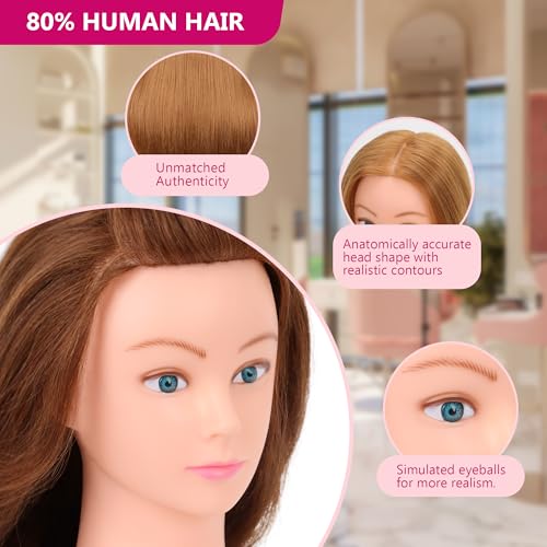 80% Human Hair Mannequin Head for Cosmetology - Styling Practice