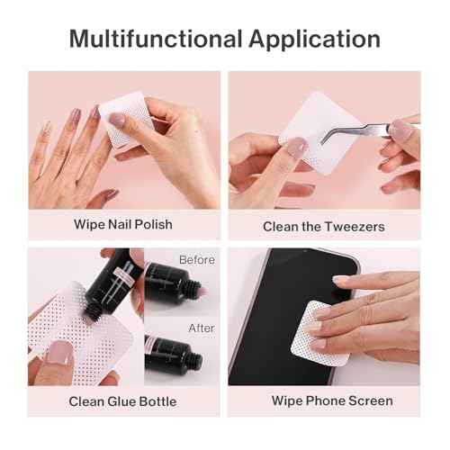 MelodySusie 1050PCS Lint Free Nail Wipes Kit, White Gel Nail Polish Remover Set with 1PCS Acetone Pump Dispenser Bottle 220ml for Professional Soak Off Gel Polish Remover
