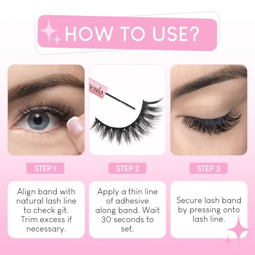Azenlo Faux Mink False Eyelashes 20 Pairs 14mm Wispy Cat Eye