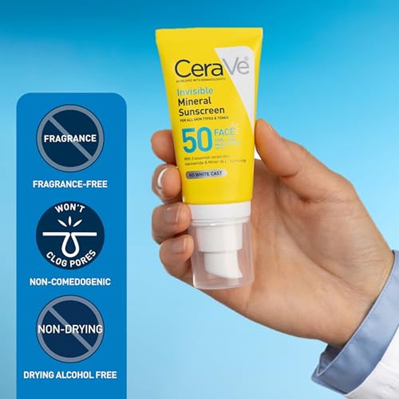 CeraVe Invisible Mineral Sunscreen SPF 50 for Sensitive Skin - 1.62 oz