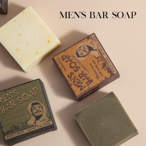 Natural Bar Soap for Body - 5oz x 3 Bars, Skin Cleansing Bar Soap Made from Natural Oils, Acne Relief & Skin Moisturizing - Australian Tea Tree, Summer Orange, Coconut Milk