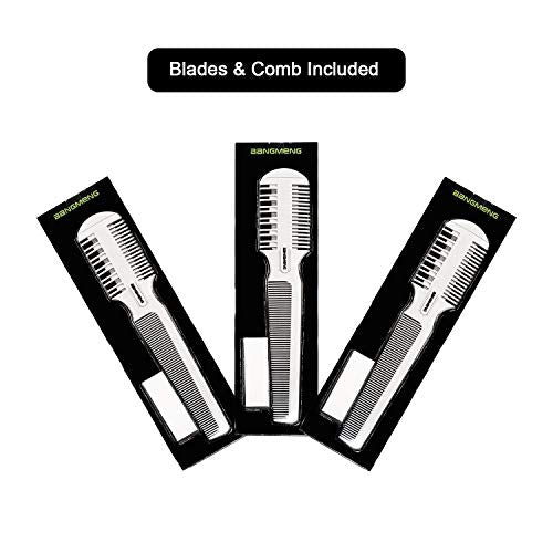 BANGMENG Hair Cutter Comb with 7 Double Edge Razor Blades