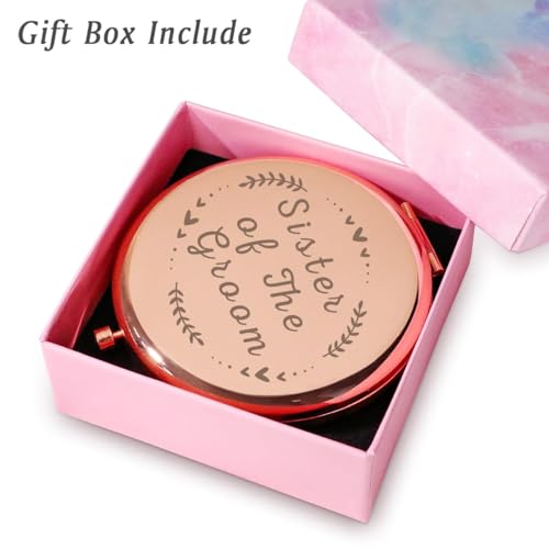 Personalized Compact Mirror for Sister of the Groom - Engraved Gift