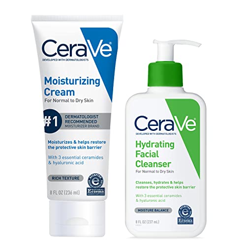 CeraVe Hydrating Skin Care Set | 8oz Moisturizing Cream & 8oz Hydrating Facial Cleanser | Ceramides + Hyaluronic Acid Moisturizer and Face Wash | Accepted by National Eczema Association