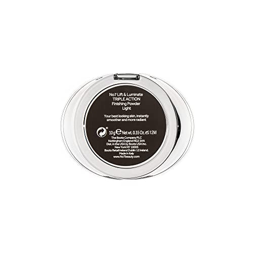No7 Lift & Luminate Triple Action Powder - Light - Pressed Makeup Setting Powder for Face - Compact Setting Powder Reduces the Appearance of Fine Lines & Enhances Glow (10g)