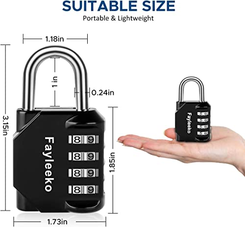 Combination Lock, 4 Digit Combination Padlock for School Gym Sports Locker, Fence, Toolbox, Case, Hasp Cabinet Storage (Long Shackle, 2 Pack, Blue & Black)