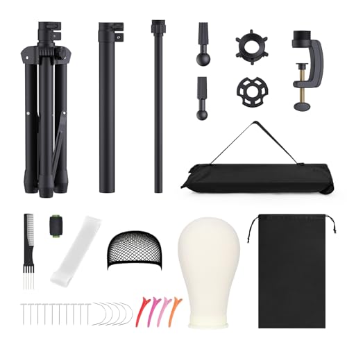 Relx Reinforced Wig Stand with Mannequin Head - Adjustable for Wigs