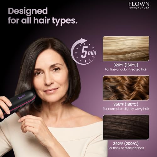Flown Go Brush Pro - No Damage Heat Brush with USB-C Charging