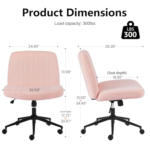 OLIXIS Criss-Cross Office Chair with Wheels - Pink Teddy