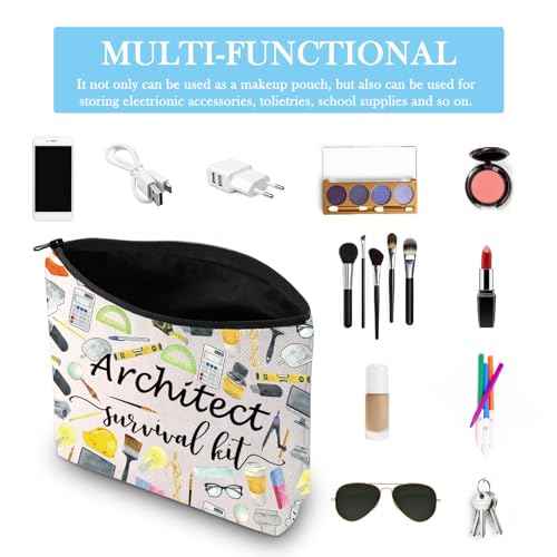GJTIM Architecture Student Gift Survival Kit Zipper Pouch Makeup Bag for Architects (Survival Architect 2 Bag)