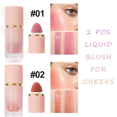 Liquid Blush Set 2-Pack - Long-Lasting Cream Blush Makeup